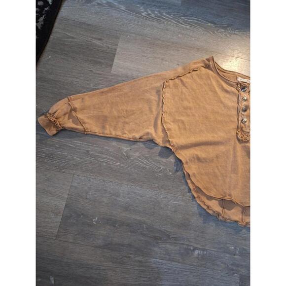 We The Free Melodi Henley Top Sz S Dolman Sleeve Cropped Boho Casual Round Hem - Picture 6 of 8